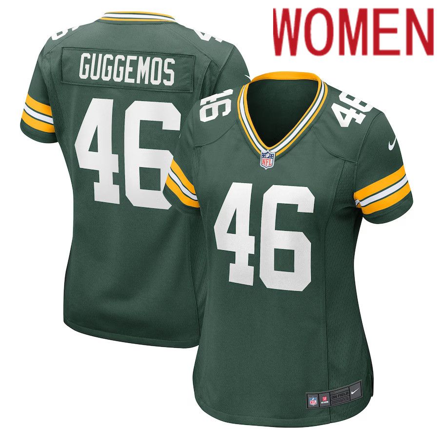 Women Green Bay Packers #46 Nick Guggemos Nike Green Home Game Player NFL Jersey